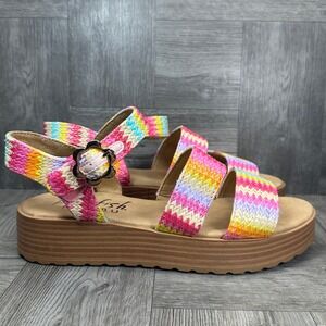 Blowfish Malibu Sandals 3M Multi-Color Chevron Woven Platform‎ NEW